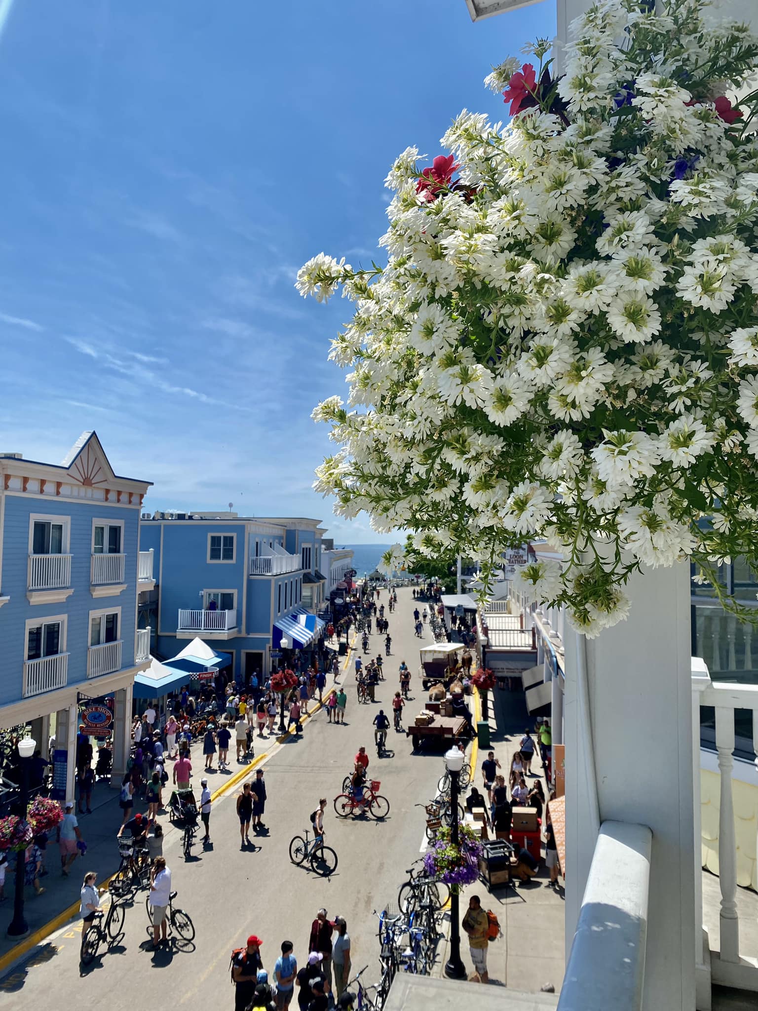 outwindow Main Street Inn & Suites looking out onto main street mackinac island